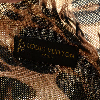Louis Vuitton Cashmere Silk Leopard Stole Brown 4 of 4