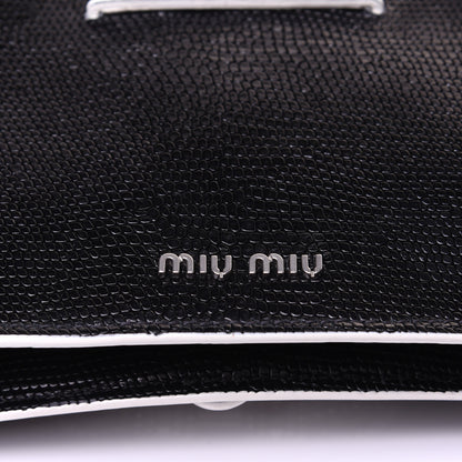 Miu Miu Embossed Lizard Calfskin Crystal Embellished Saint Lucertola Shoulder Bag Black 9 of 14