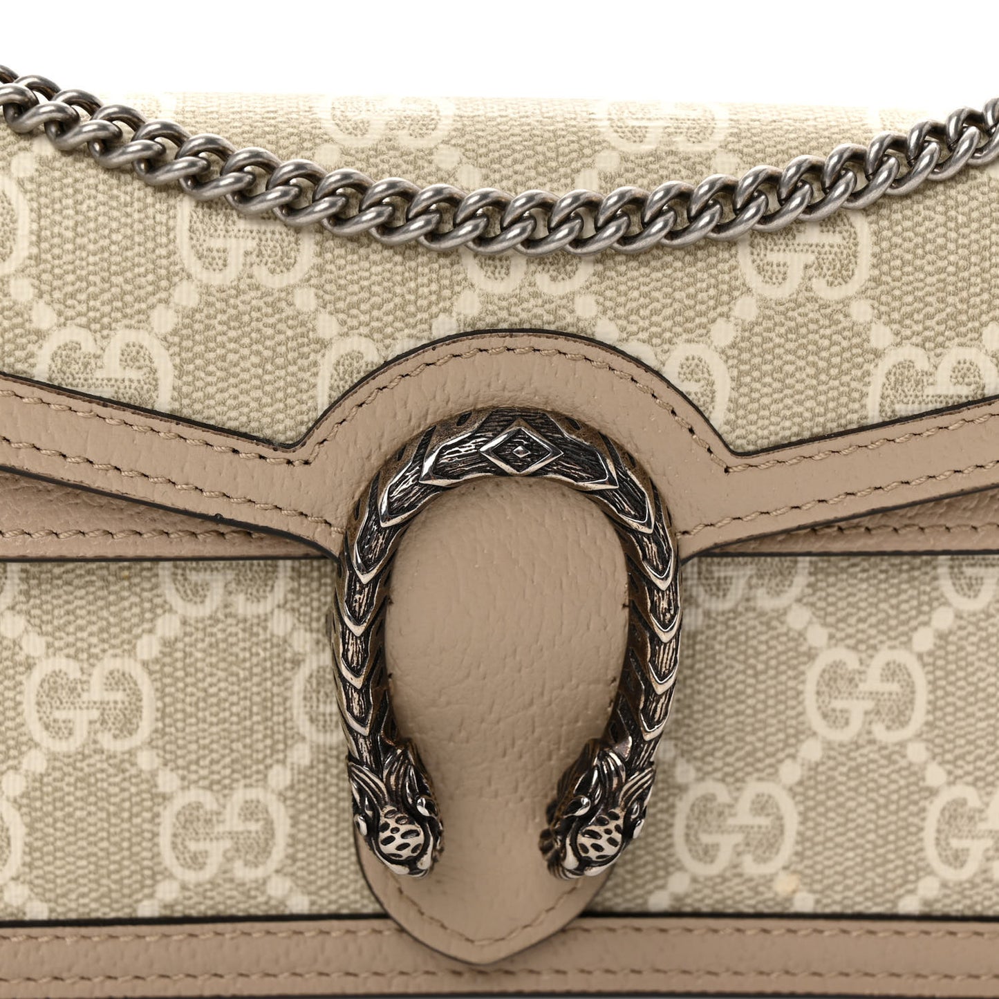 GG Supreme Monogram Textured Dollar Calfskin Super Mini Dionysus Shoulder Bag Beige Mystic White Oatmeal