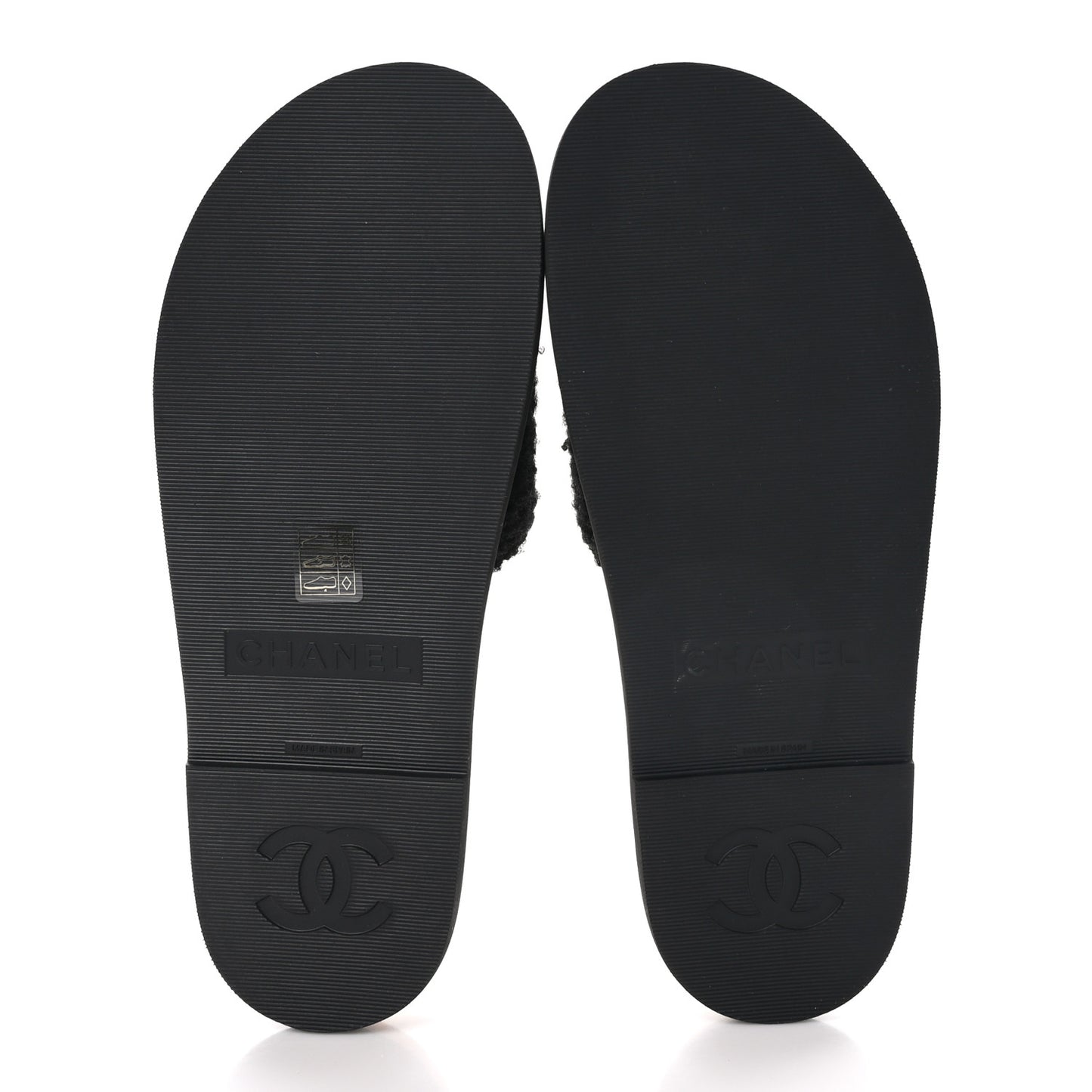 Fabric Pearl Cork CC Slip On Sandals 40 Black