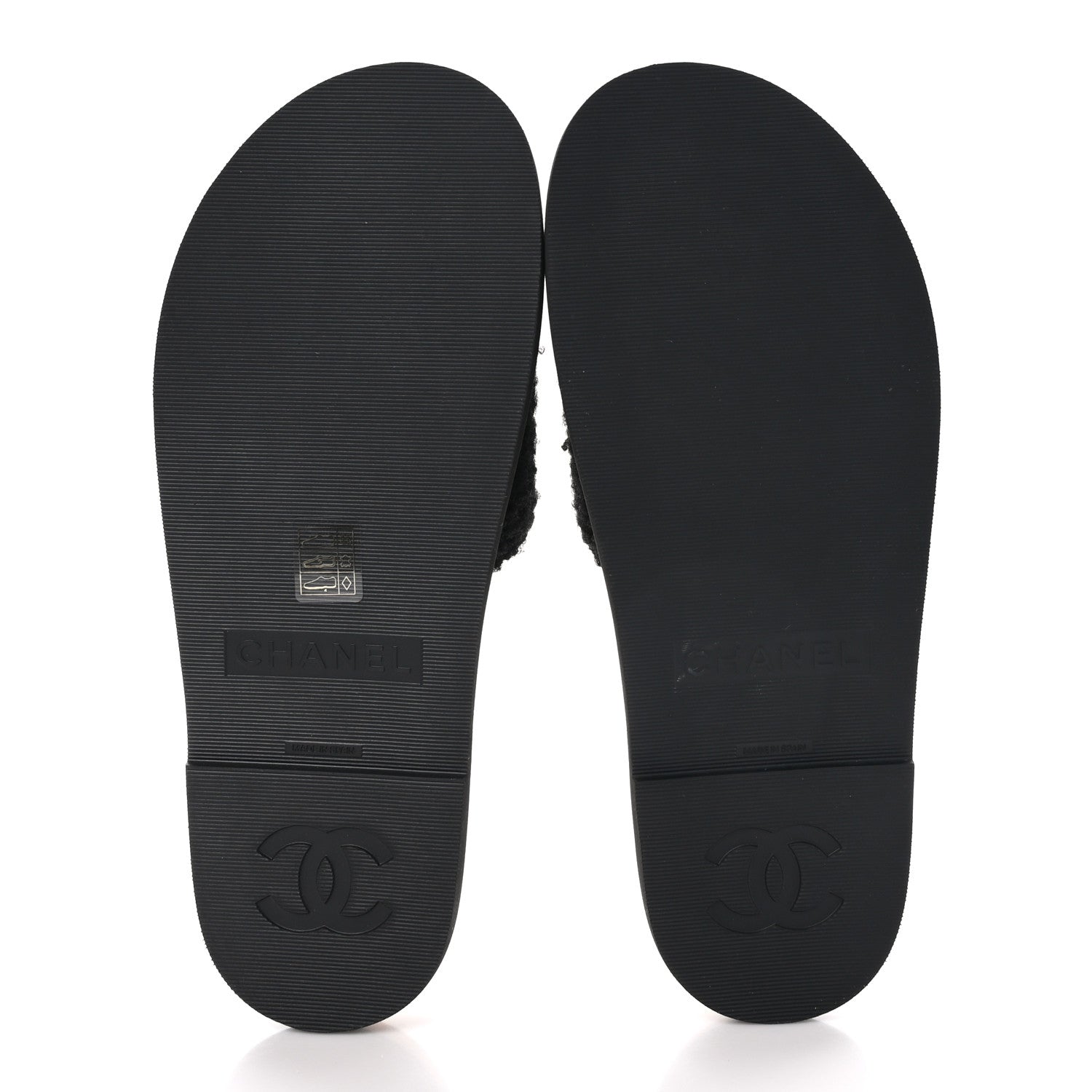 Chanel Fabric Pearl Cork CC Slip On Sandals 40 Black 5 of 9