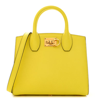 Salvatore Ferragamo Hammered Calfskin The Studio Box Bag Yellow 1 of 10