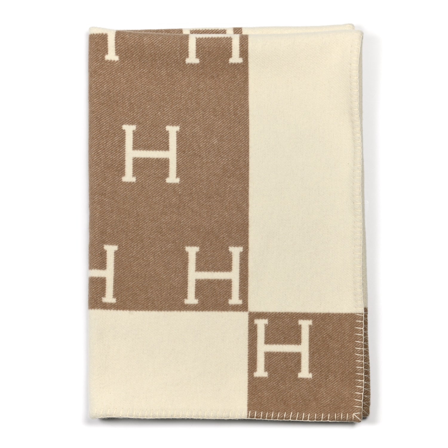 Hermes Wool Cashmere Avalon Baby Blanket Noisette Moyen White 1 of 3