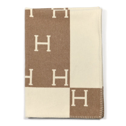 Hermes Wool Cashmere Avalon Baby Blanket Noisette Moyen White 1 of 3