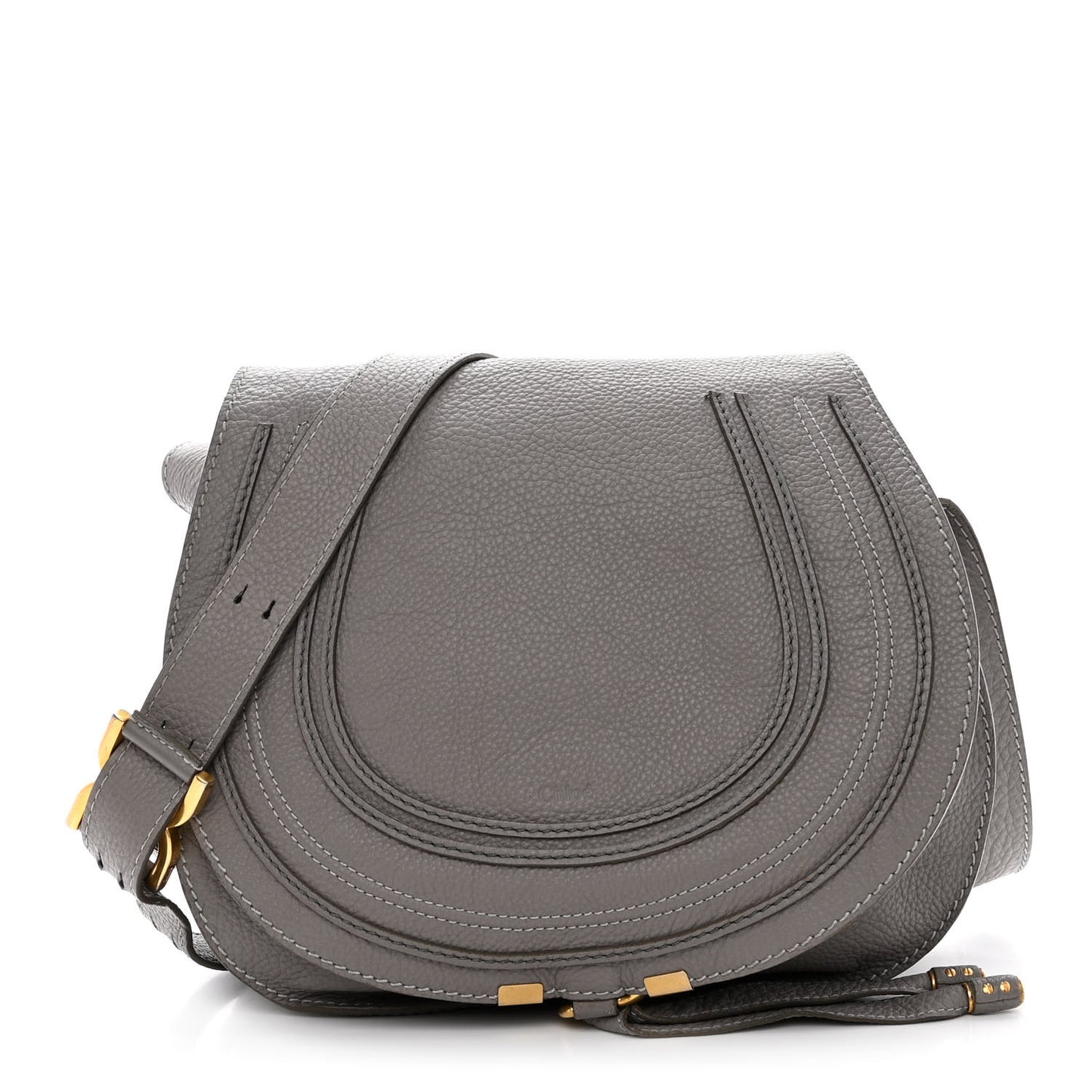 Calfskin Medium Marcie Round Crossbody Bag Cashmere Grey