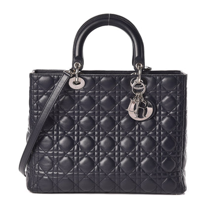 Christian Dior Lambskin Cannage Large Lady Dior Navy Blue 1 of 10