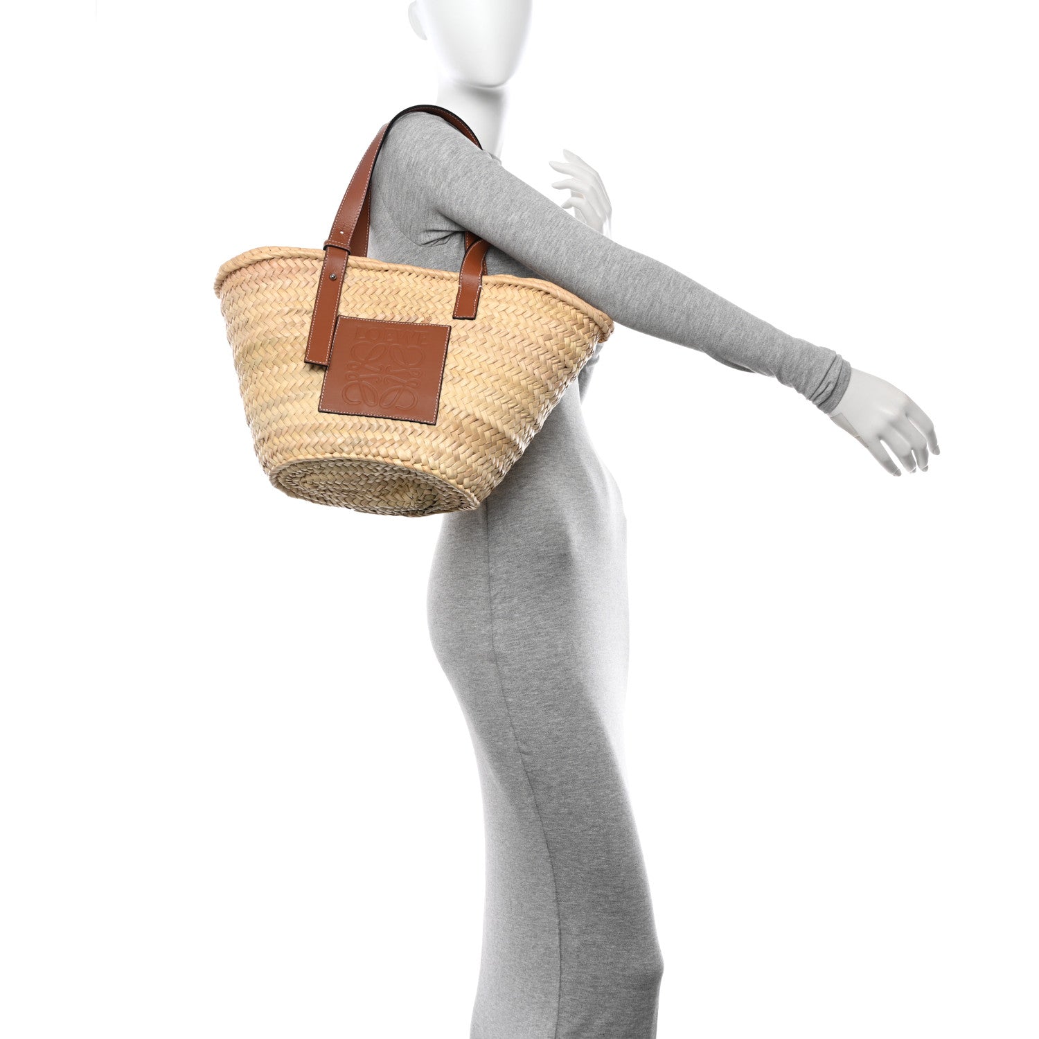 Loewe Raffia Medium Basket Tote Bag Natural Tan 2 of 12