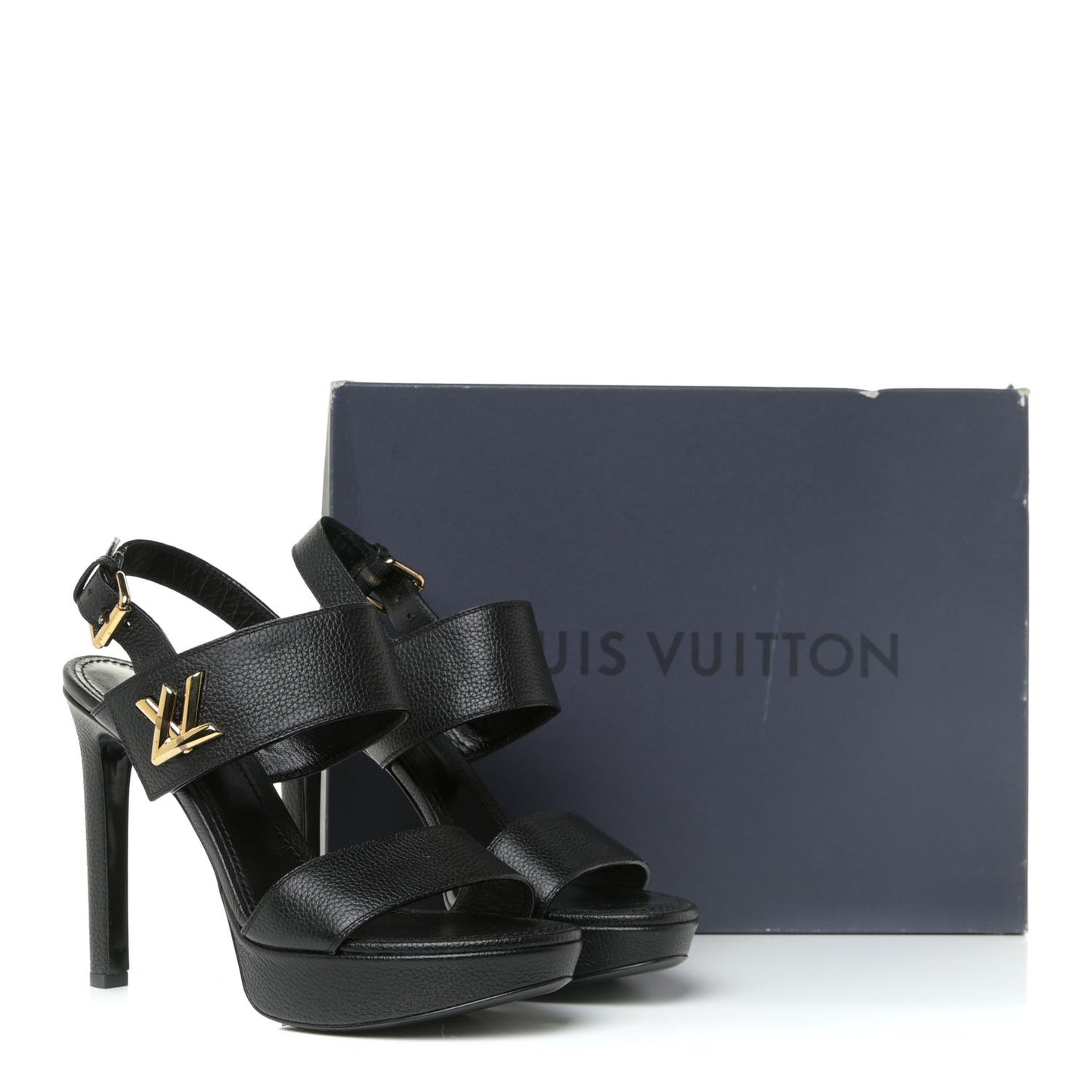 Grained Calfskin Horizon Platform Sandals 40 Black