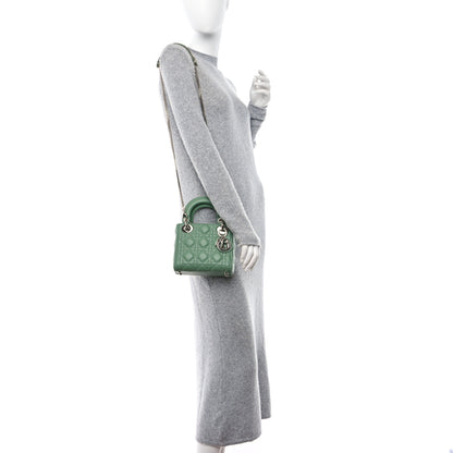 Christian Dior Lambskin Cannage Mini Lady Dior Green 2 of 12