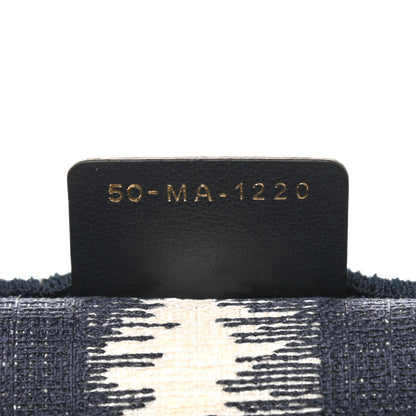 Christian Dior Canvas Embroidered Large Striped Book Tote Navy 7 of 11