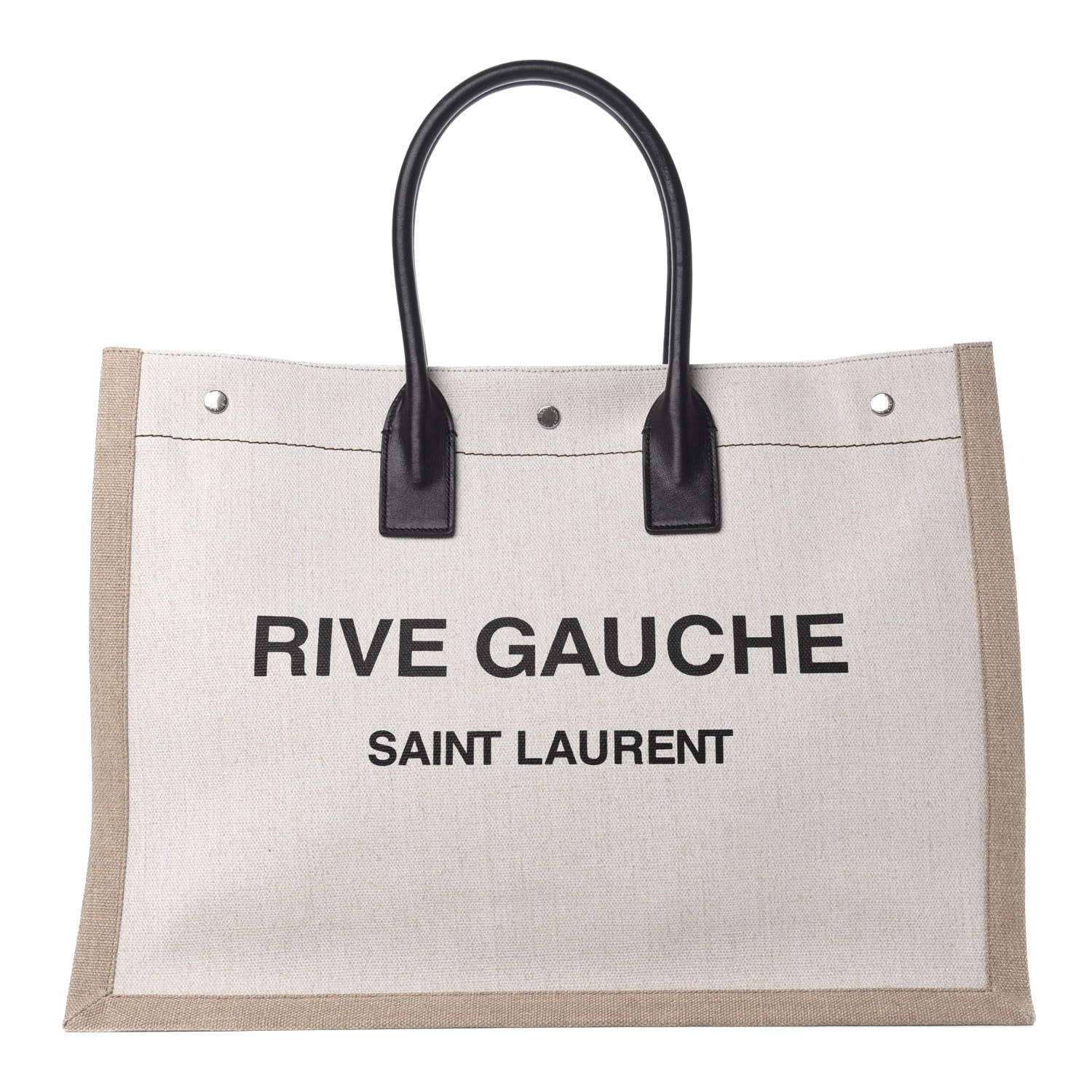 Saint Laurent Linen Calfskin Rive Gauche Tote Optic White 1 of 11