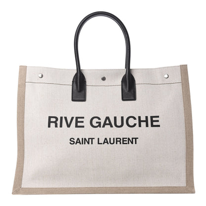 Saint Laurent Linen Calfskin Rive Gauche Tote Optic White 1 of 11