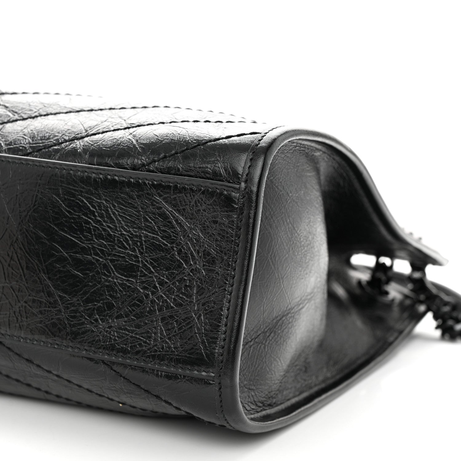 Saint Laurent Crinkled Calfskin Matelasse Monogram Medium Niki Shopper Tote Black 10 of 10