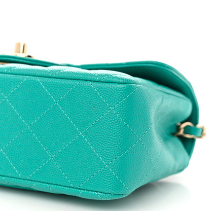 Chanel Caviar Quilted Mini Rectangular Flap Turquoise 10 of 11
