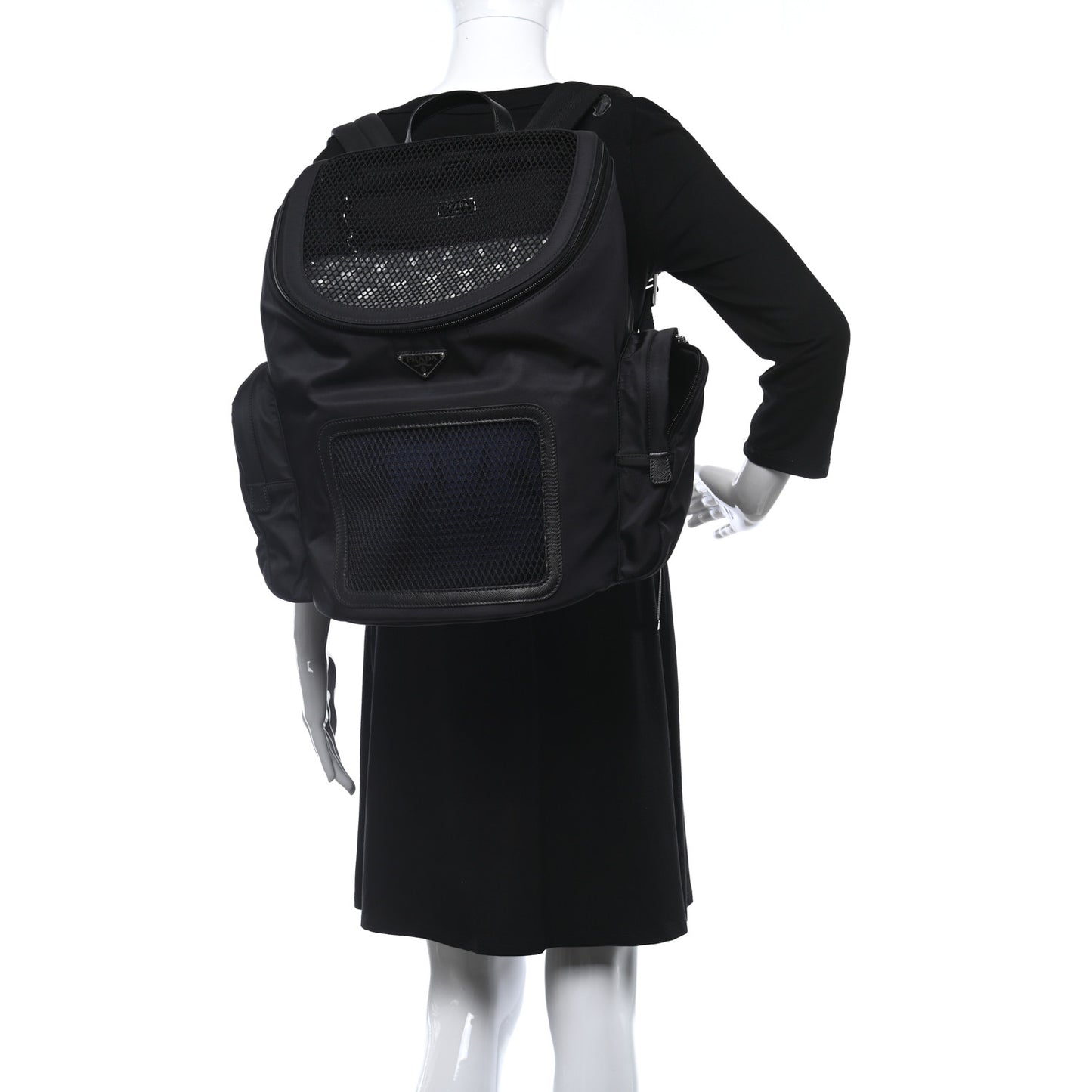 Re-Nylon Saffiano Pet Carrier Backpack Black