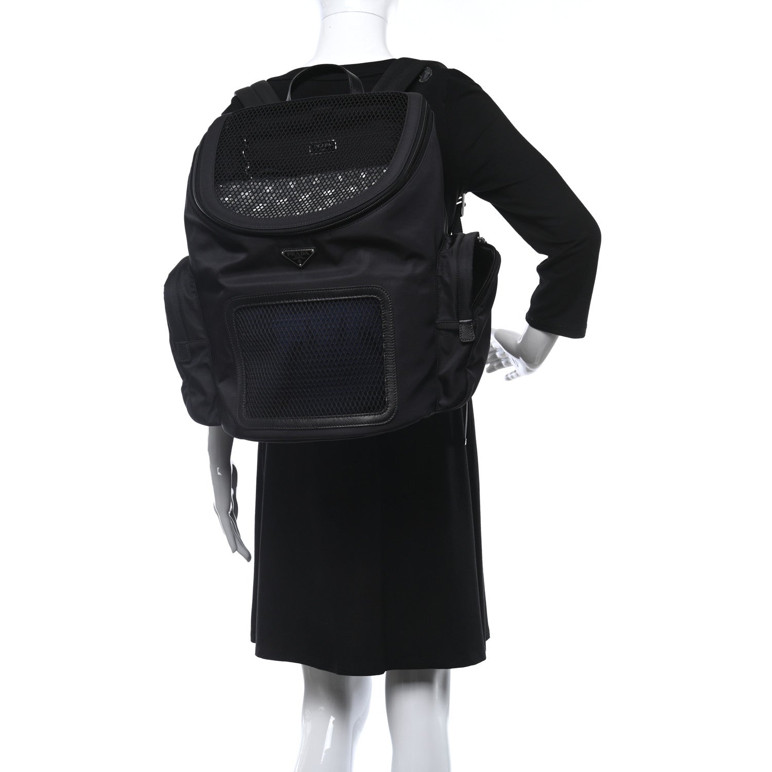 Prada Re-Nylon Saffiano Pet Carrier Backpack Black 2 of 11
