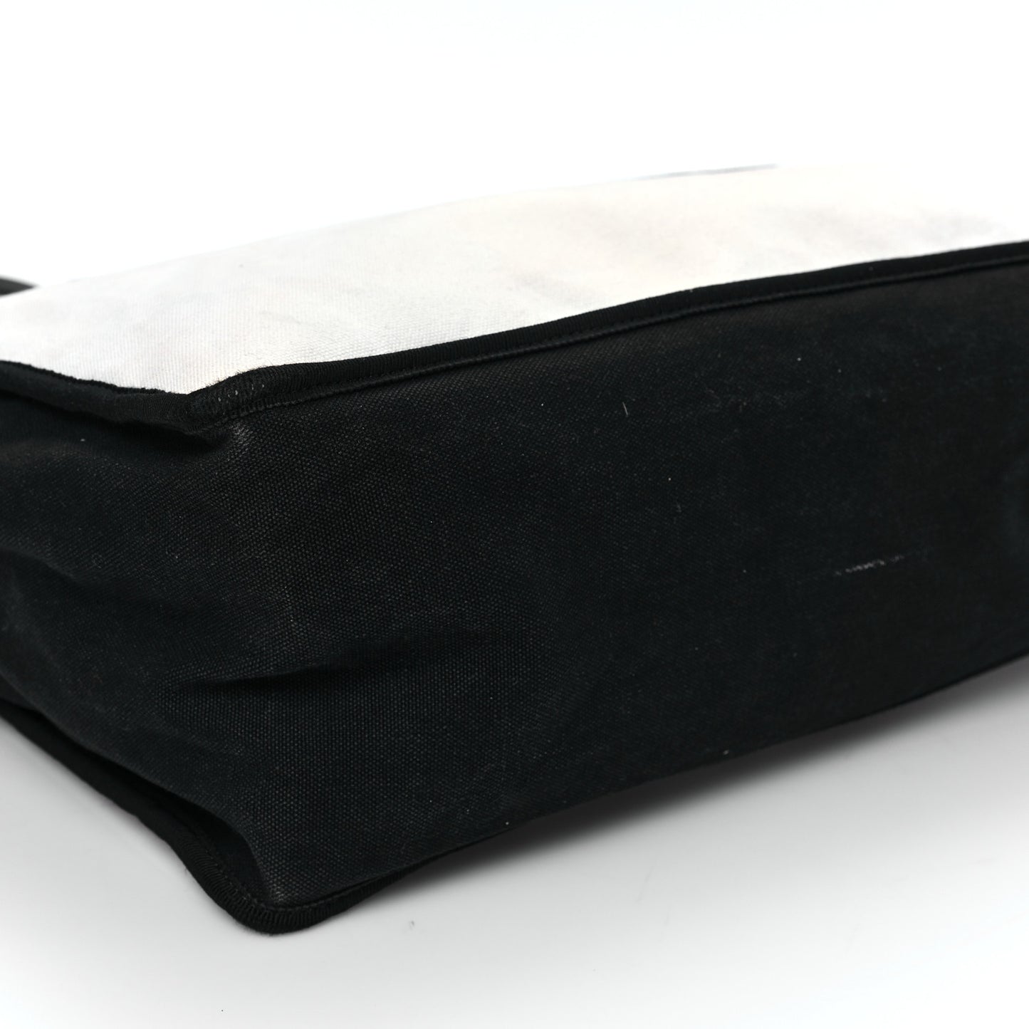 Canvas Calfskin Large Let's Demonstrate Tote White Black