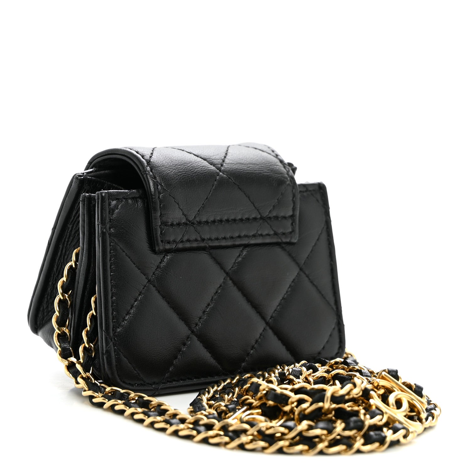 Chanel Lambskin Quilted Mini Accordion Clutch With Chain Black 3 of 10