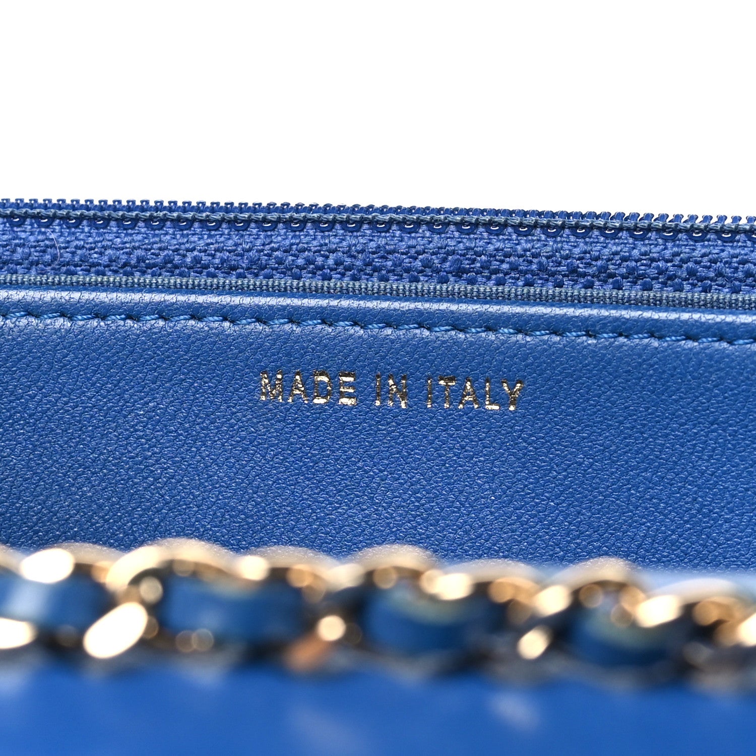 Chanel Lambskin Chevron Quilted Trendy CC Wallet On Chain WOC Blue 7 of 11