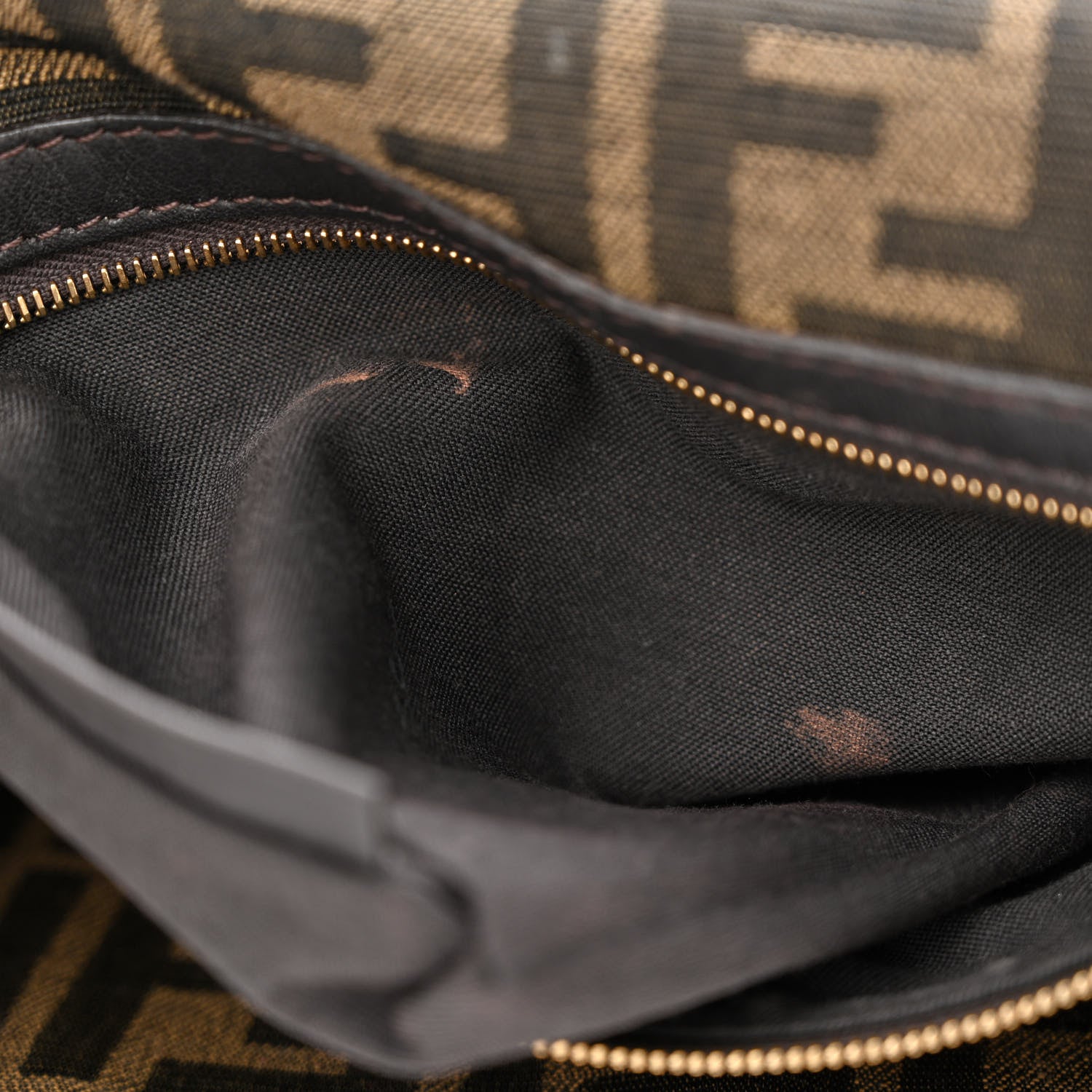 Fendi Fabric Jacquard FF 1974 Medium Baguette Tobacco Moro Black 9 of 15