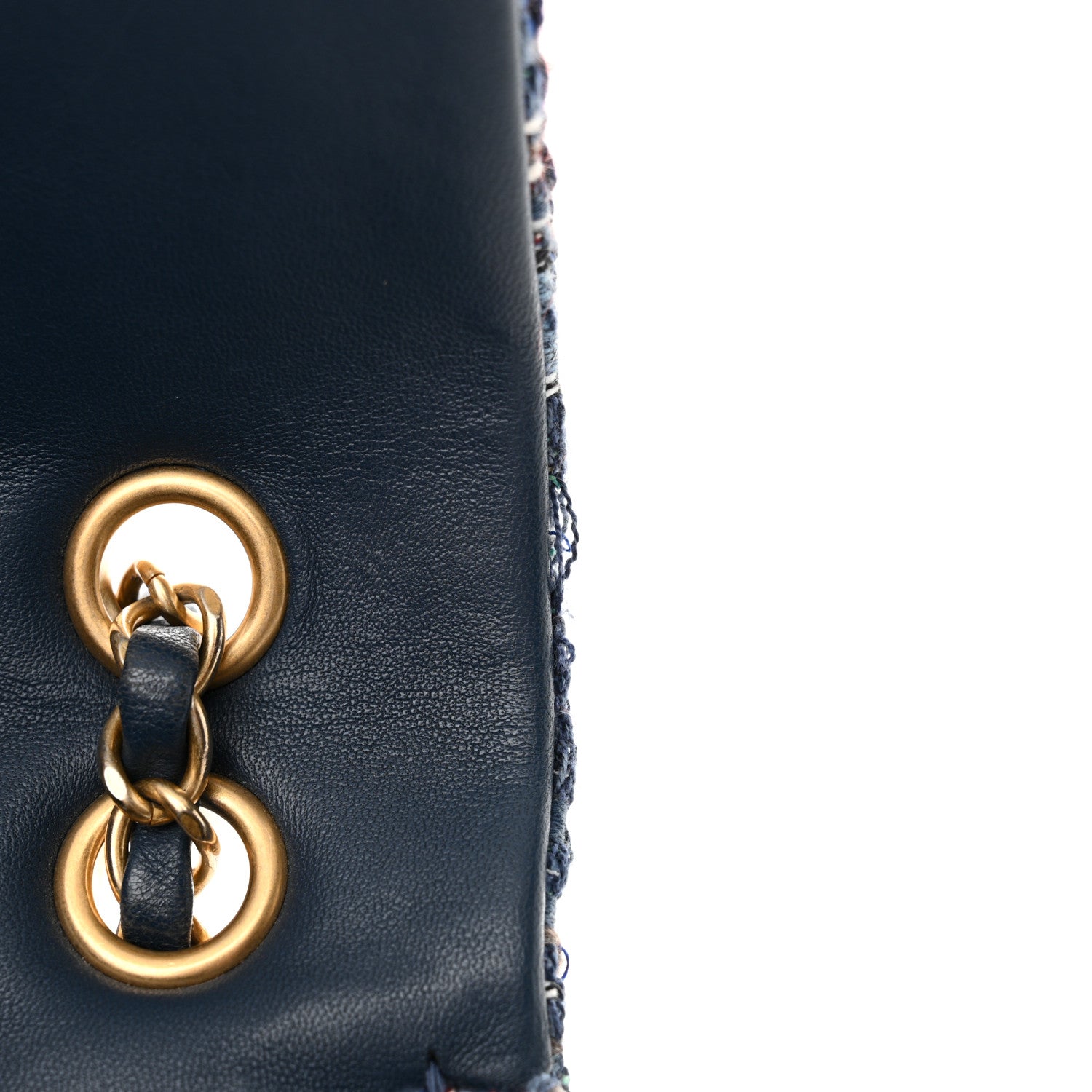 Chanel Tweed Braid Medium Flap Navy Blue Multicolor 11 of 13