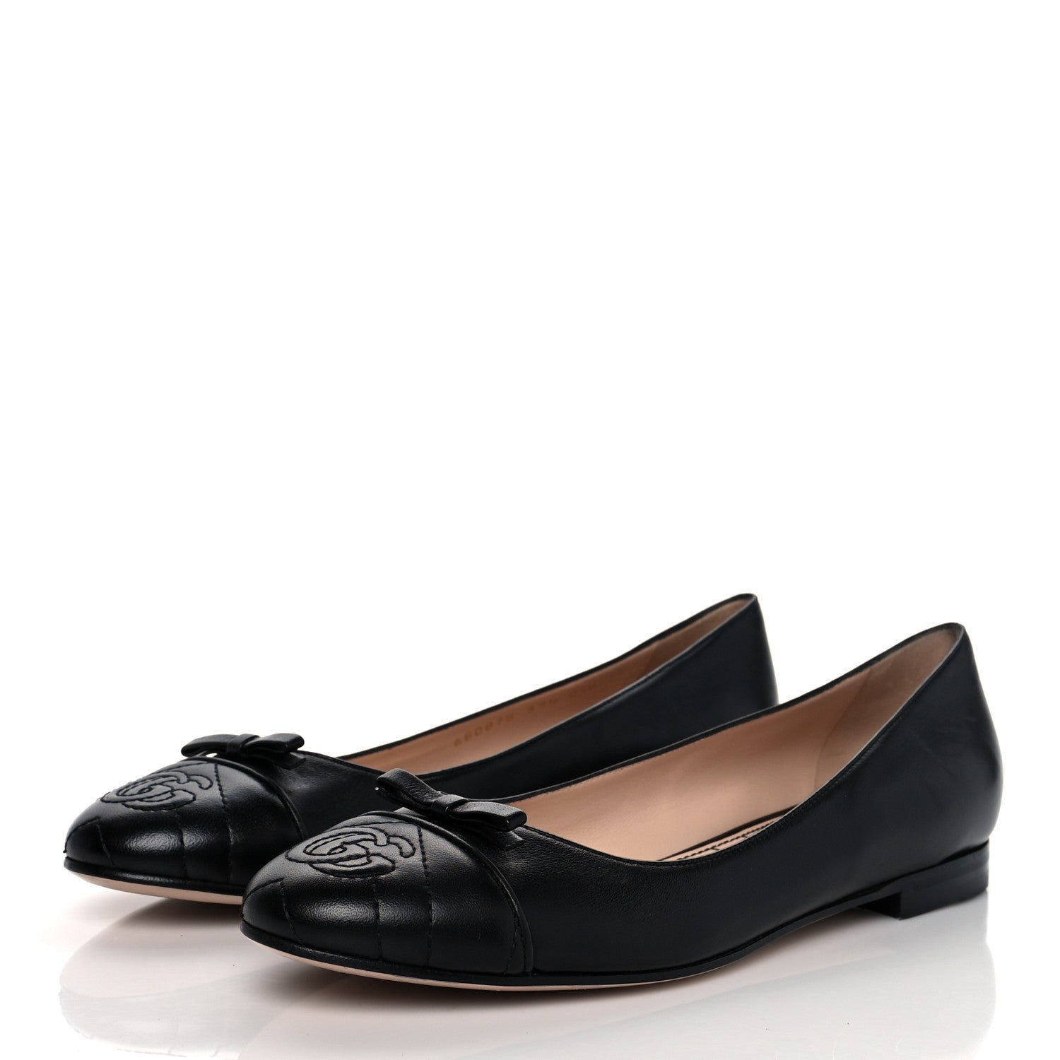 Gucci Nappa Matelasse Chevron Double G Ballet Flats 39.5 Black 3 of 8