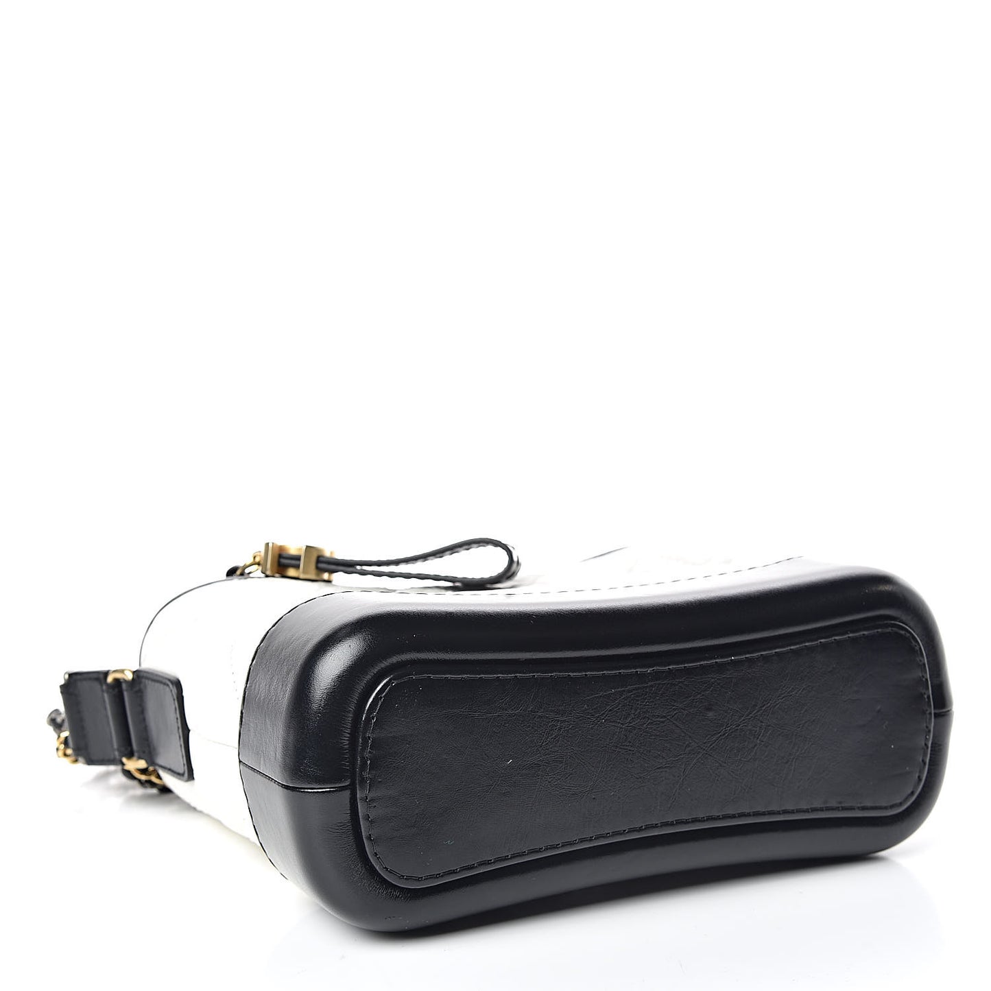 Aged Calfskin Quilted Small Gabrielle Hobo Black White