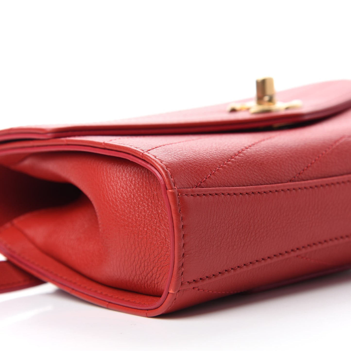 Calfskin Chevron Stitched Coco Waist Bag Red