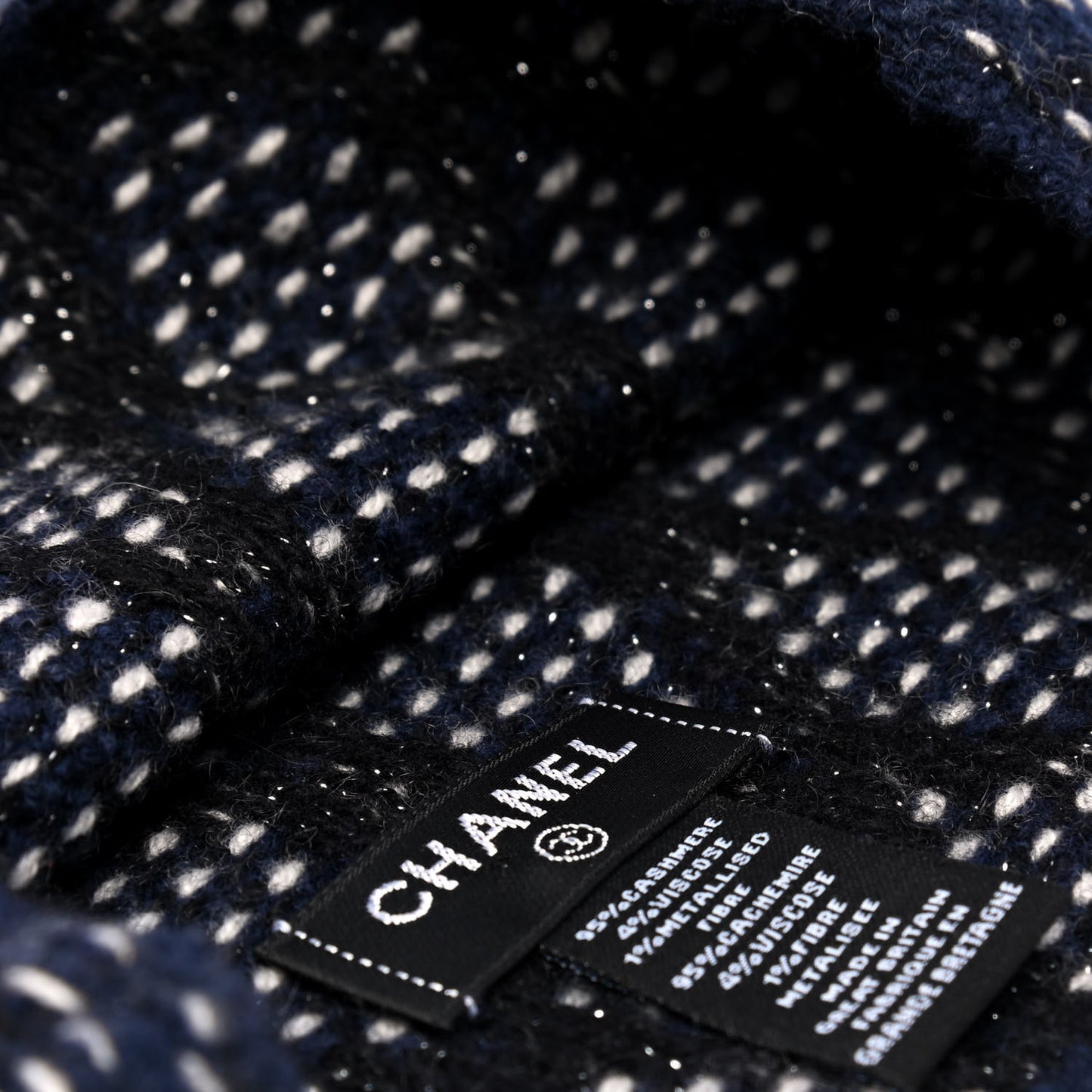 Cashmere CC Beanie Hat Navy Black White