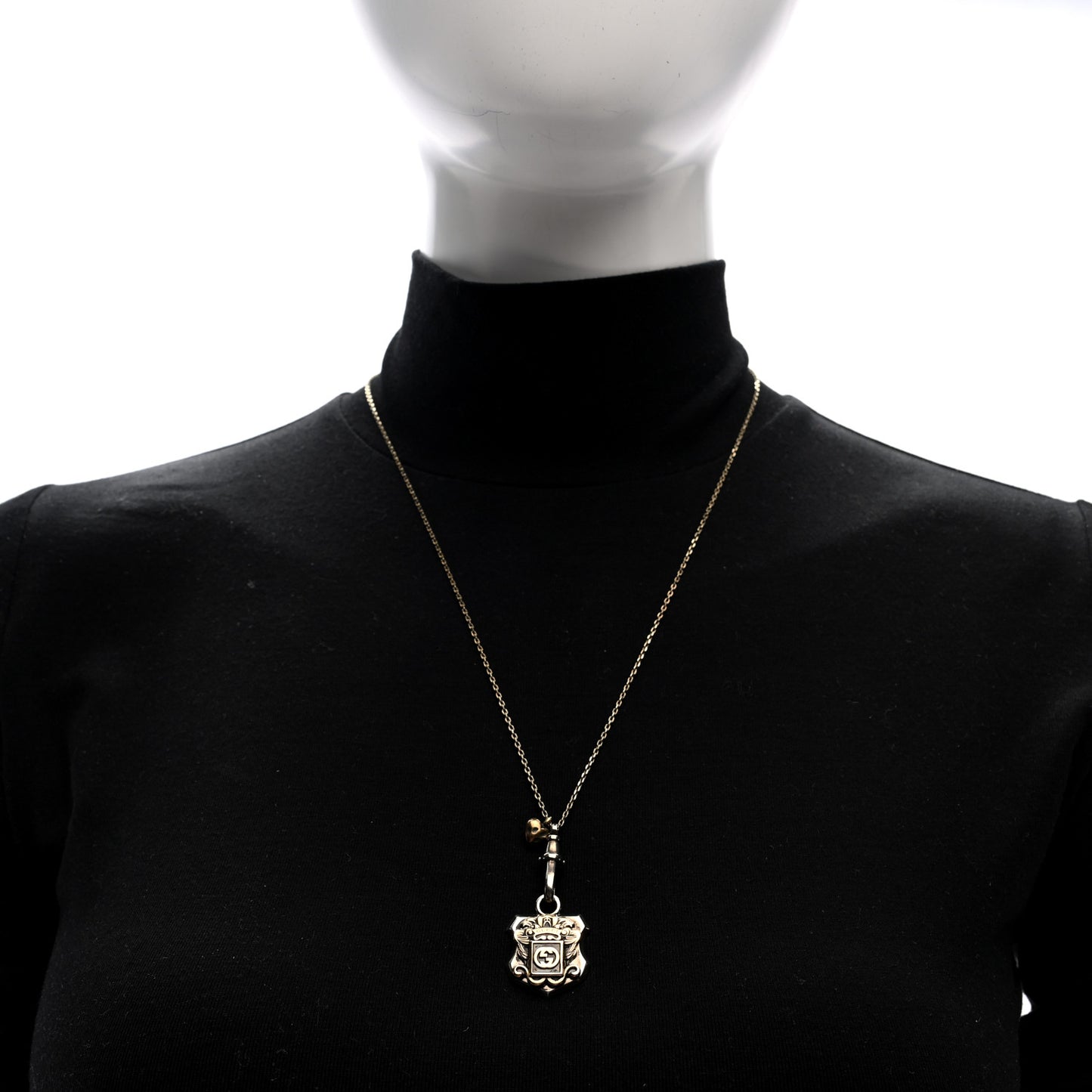 Sterling Silver Crest Necklace Gold