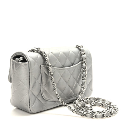 Chanel Metallic Lambskin Quilted Mini Rectangular Flap Silver 3 of 11