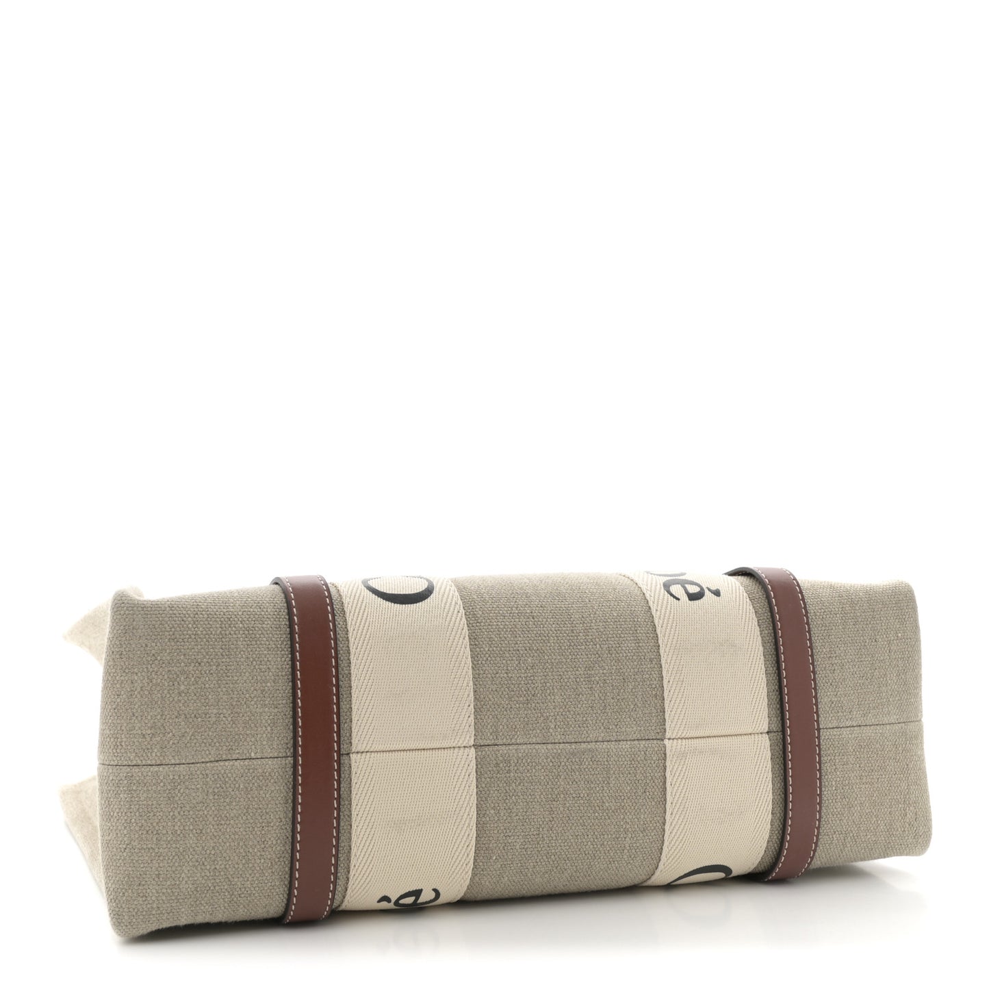 Cotton Calfskin Medium Woody Ribbon Tote White Brown