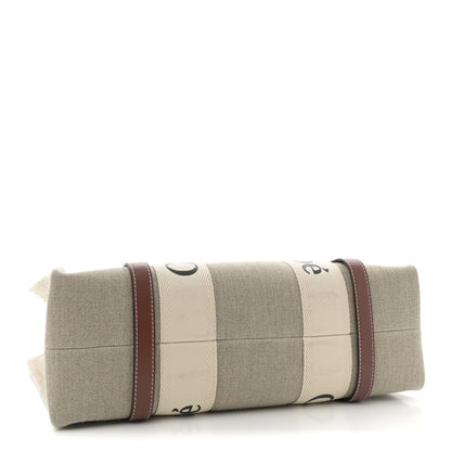 Chloe Cotton Calfskin Medium Woody Ribbon Tote White Brown 4 of 11