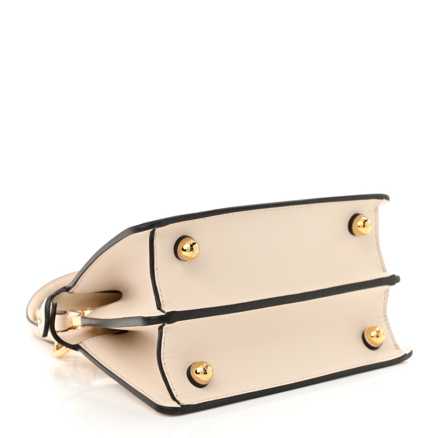 Fendi Vitello Seta Shiny Nappa Floral Embroidered Petite Peekaboo I SEE U Satchel Camelia White Ice 4 of 12