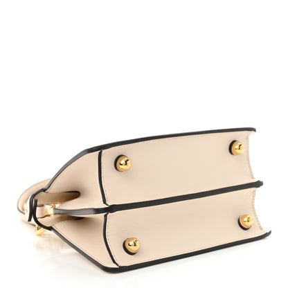 Fendi Vitello Seta Shiny Nappa Floral Embroidered Petite Peekaboo I SEE U Satchel Camelia White Ice 4 of 12