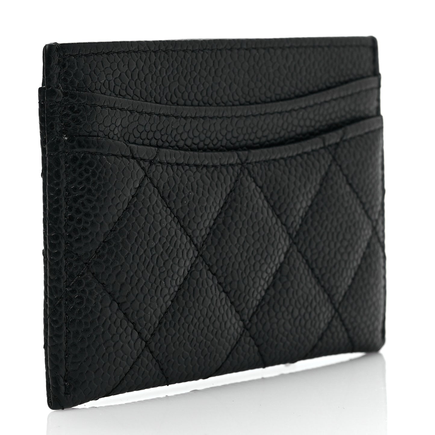 Caviar Quilted Card Holder Black