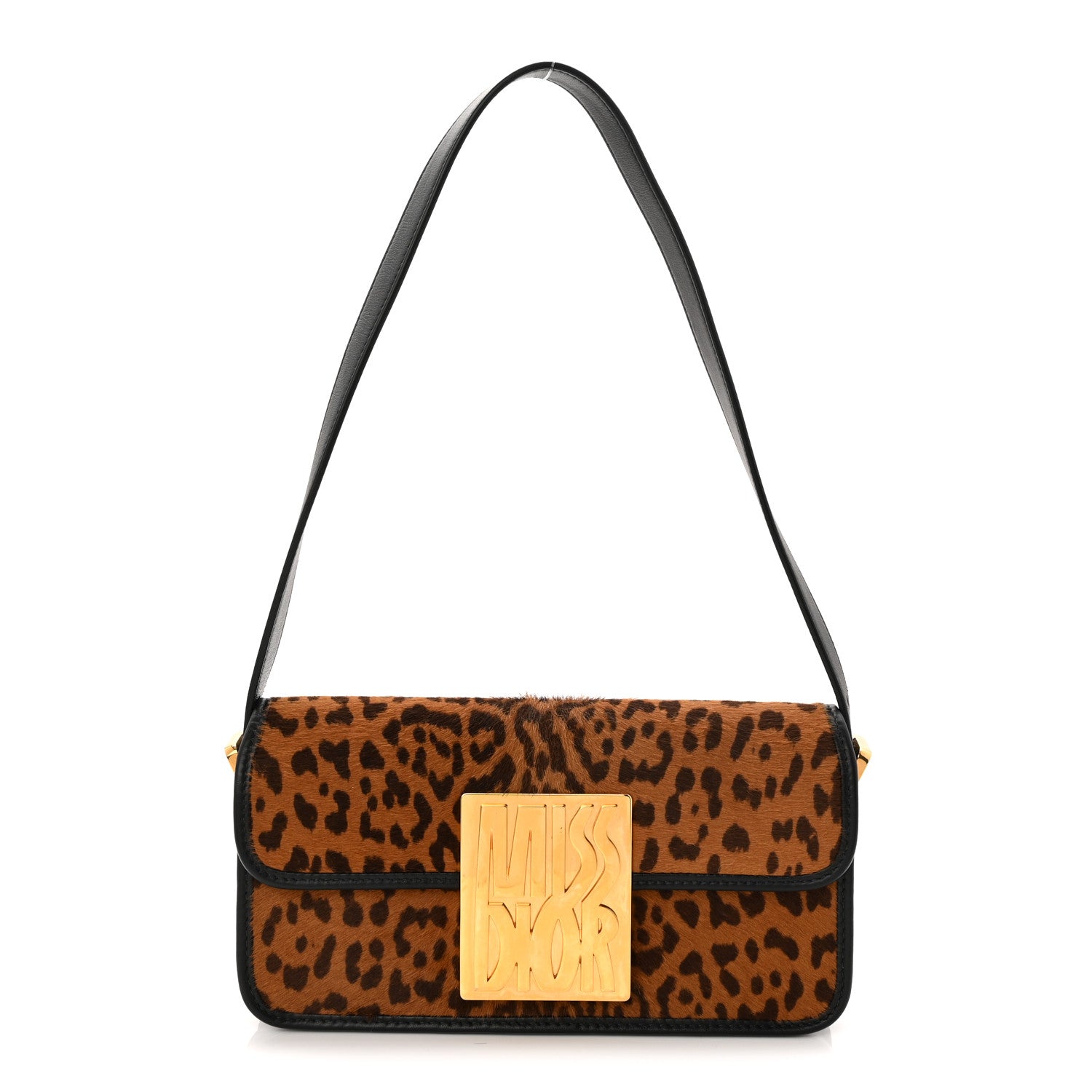 Christian Dior Calfskin Pony Hair Leopard Print Miss Dior Flap Black 1 of 10