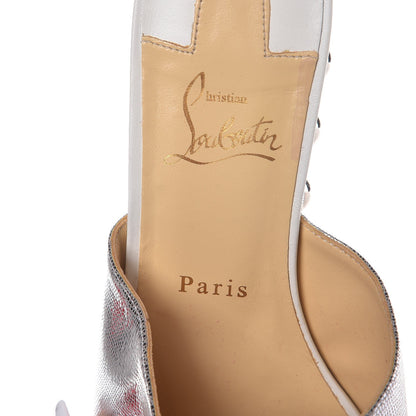 Christian Louboutin Metallic Laminato Embossed Lizard Janibasse Mules 40 White Silver 7 of 7