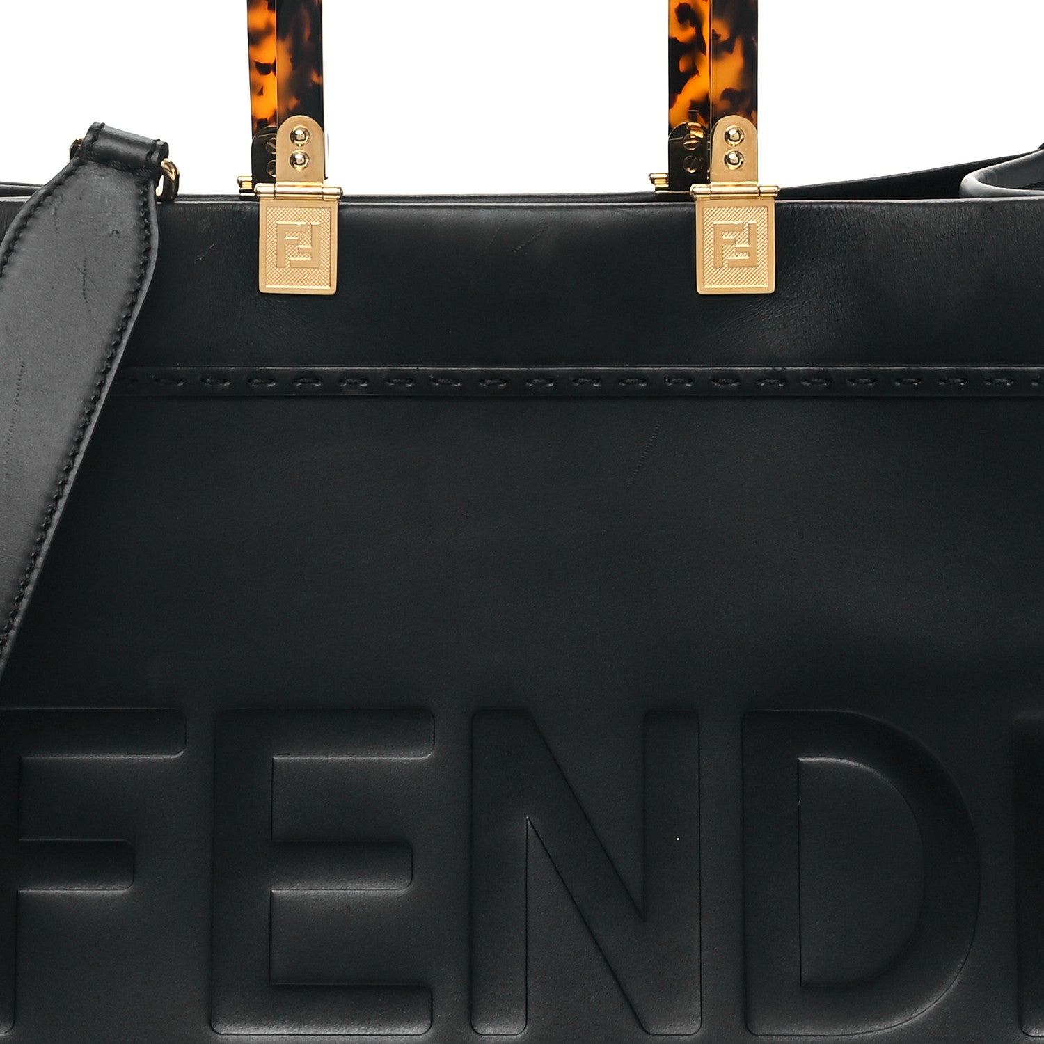 Fendi Vitello King Plexiglass Medium Fendi Sunshine Shopper Tote Black 8 of 11