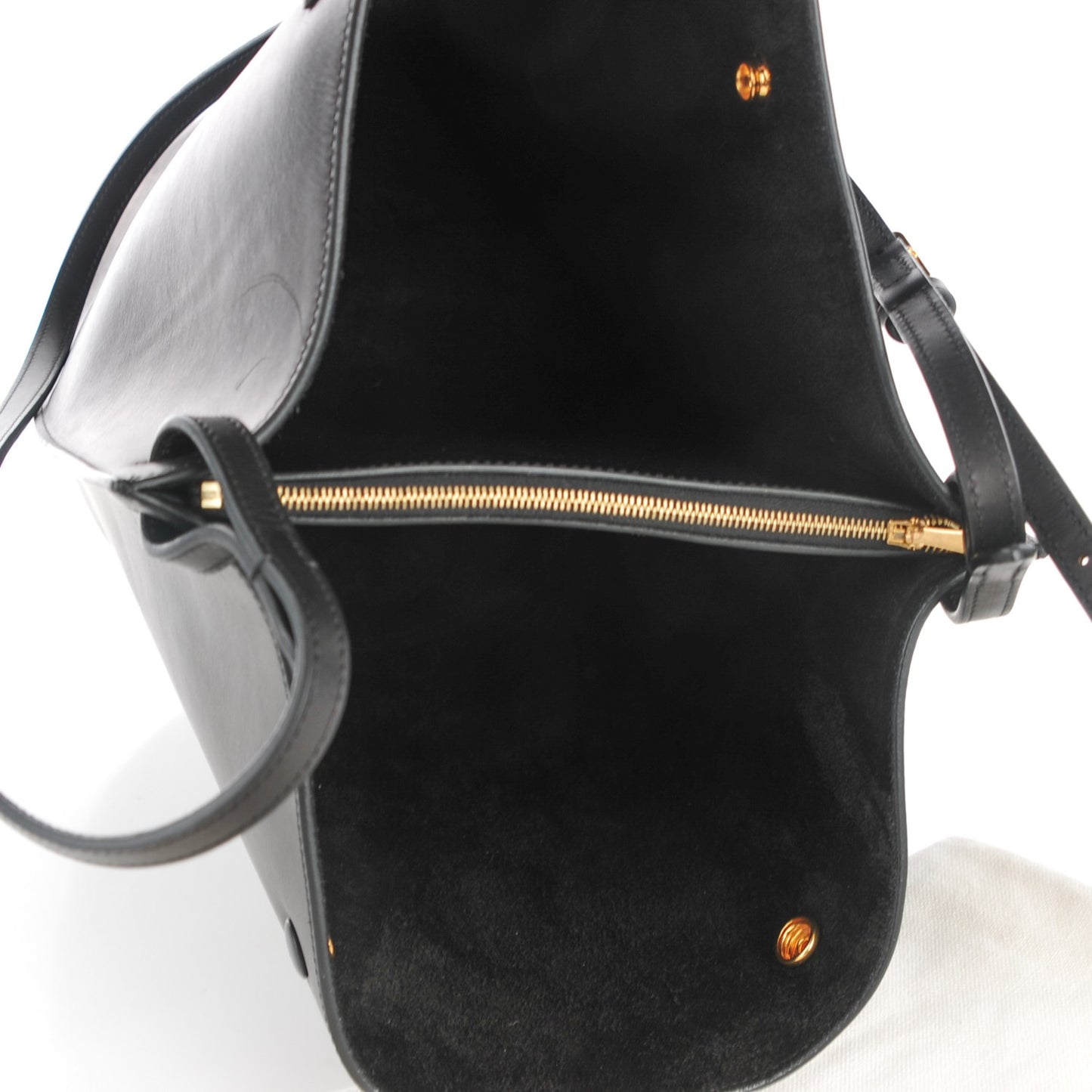 Smooth Calfskin Medium Pinched Bag Black