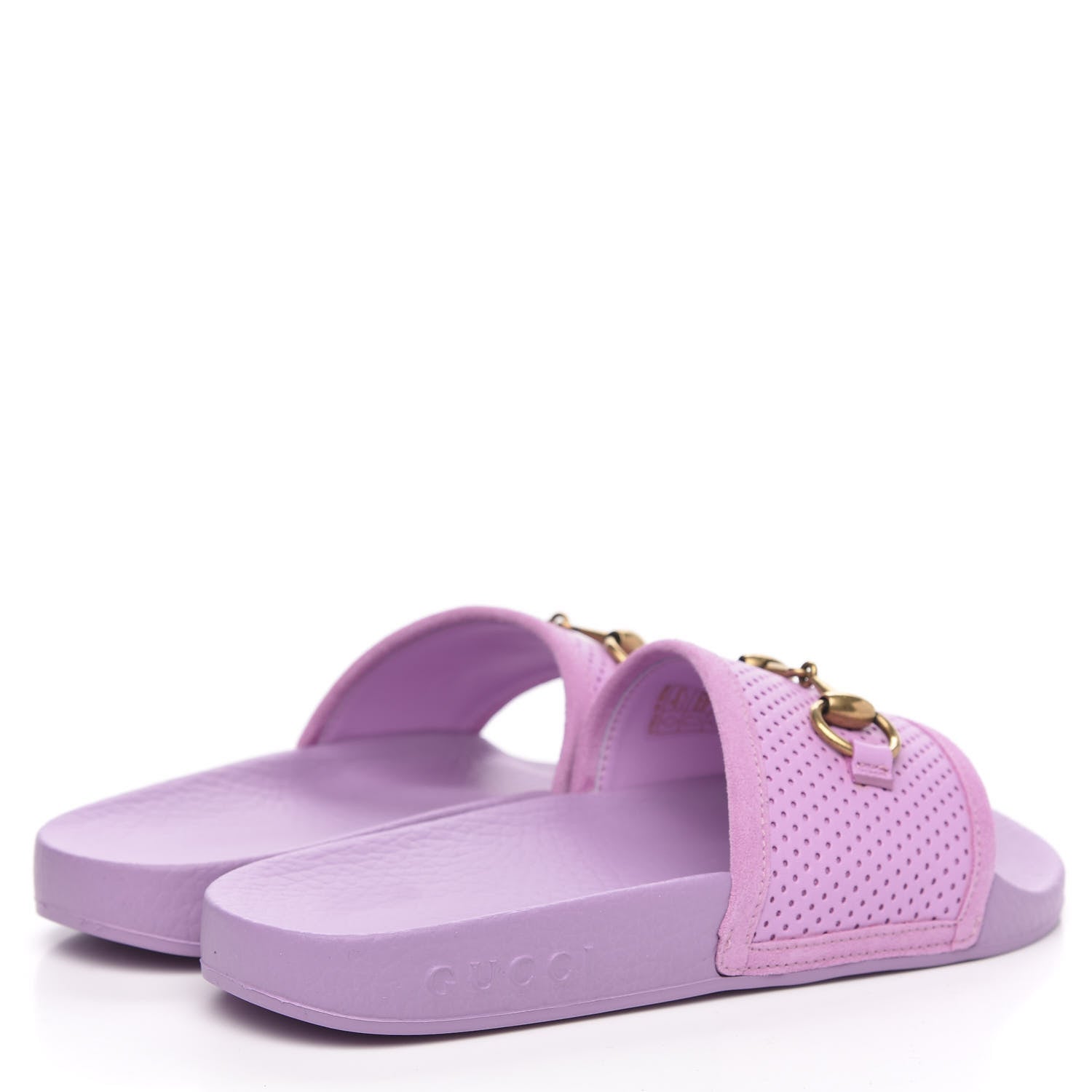Gucci Suede Perforated Horsebit Kids Slide Sandals 9 Malva 4 of 7