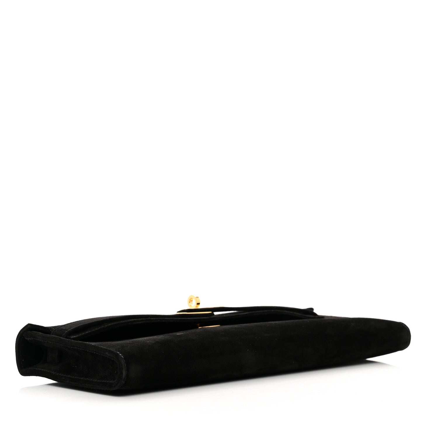 Veau Doblis Suede Kelly Cut Clutch Pochette Black