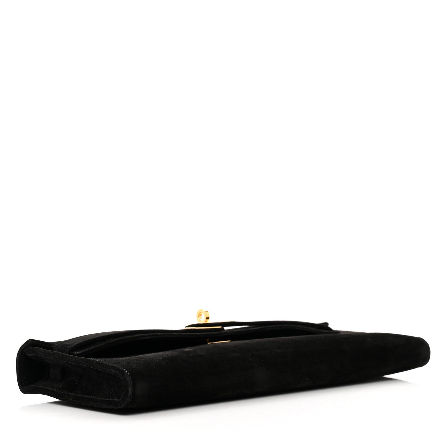 Hermes Veau Doblis Suede Kelly Cut Clutch Pochette Black 4 of 9