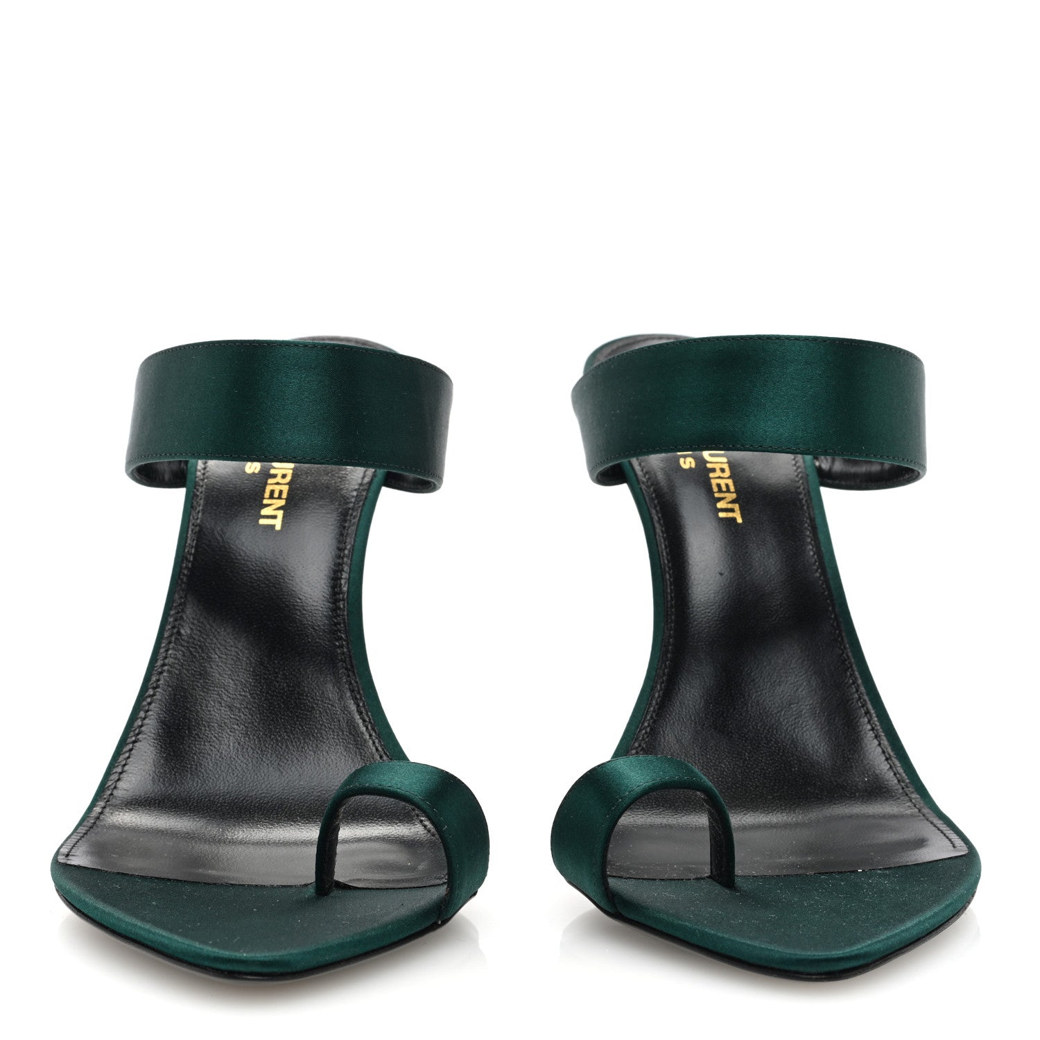 Saint Laurent Crepe Satin Martha Mule 110 Sandals 38.5 Dorian Green 2 of 8