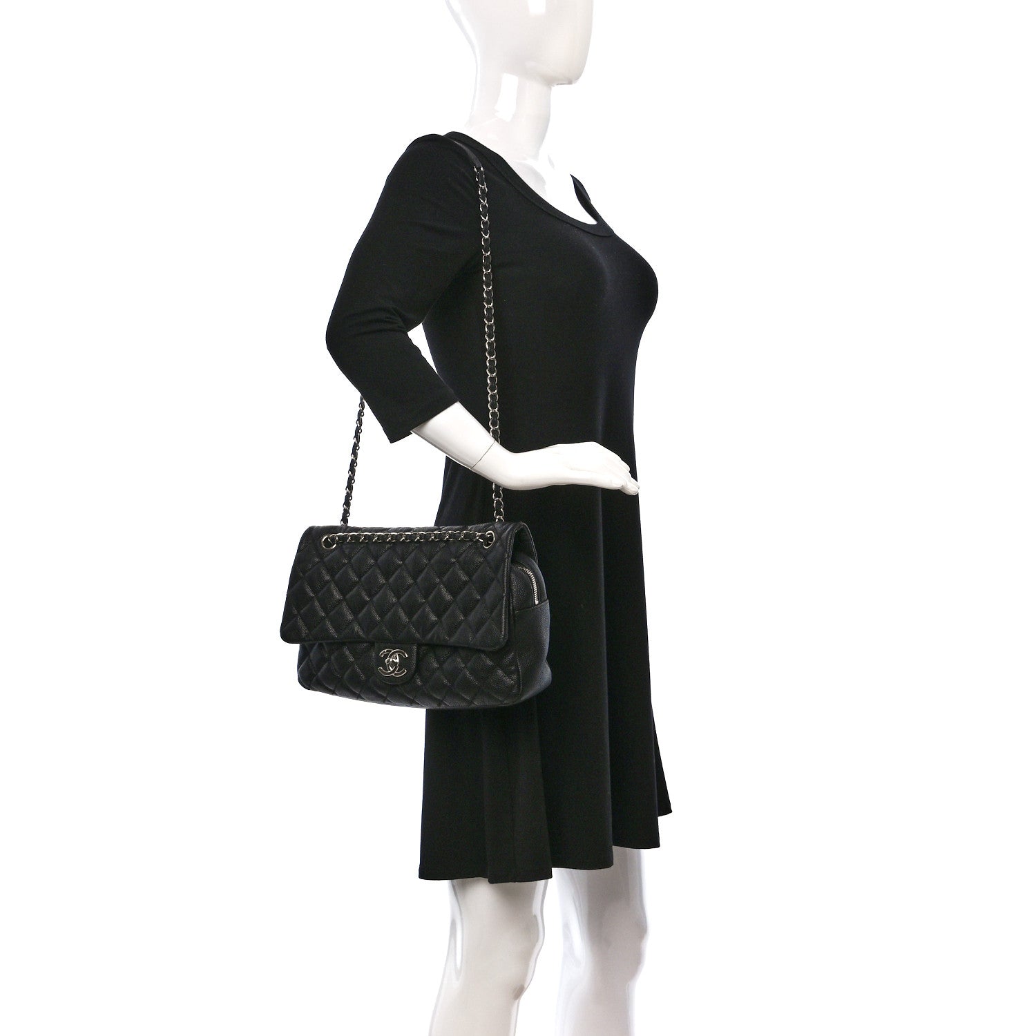 Chanel Caviar Quilted Jumbo Easy Flap Black 3 of 12