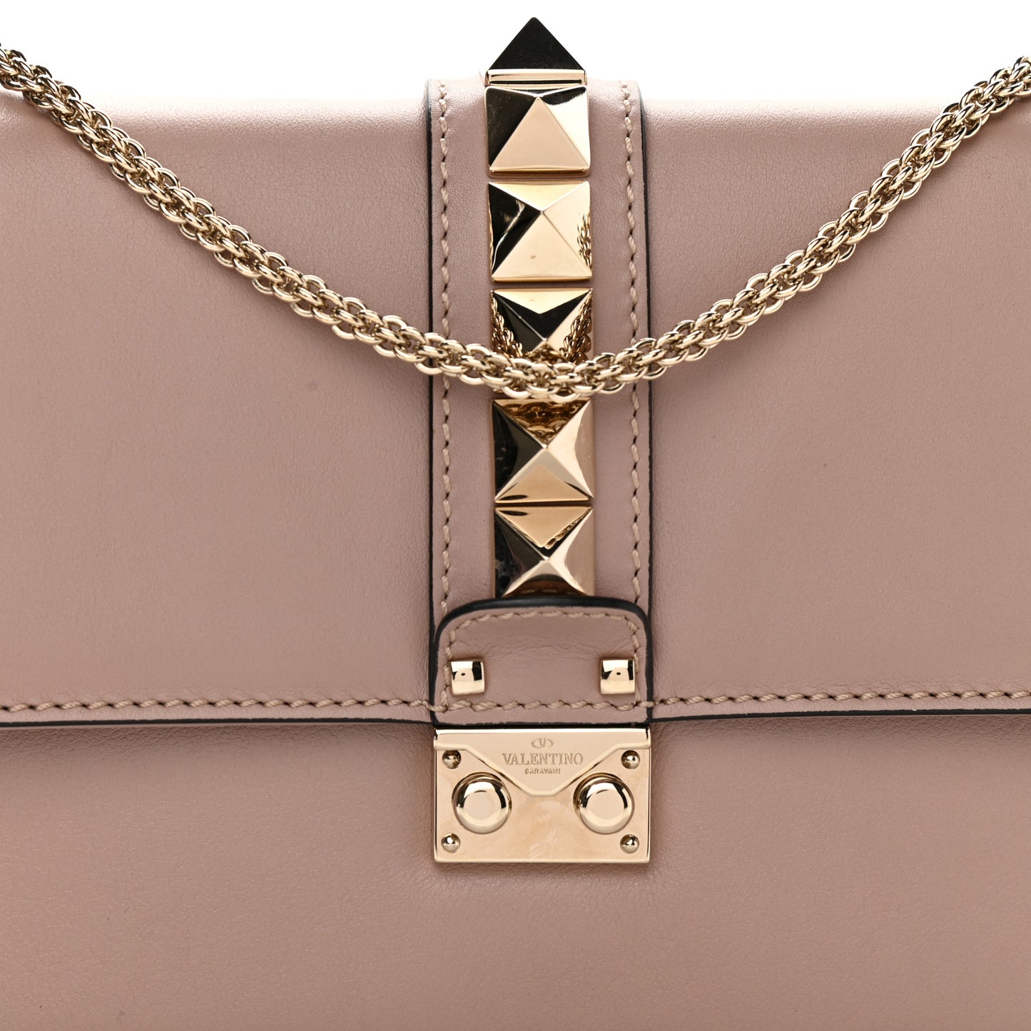 Vitello Medium Glam Lock Rockstud Flap Poudre