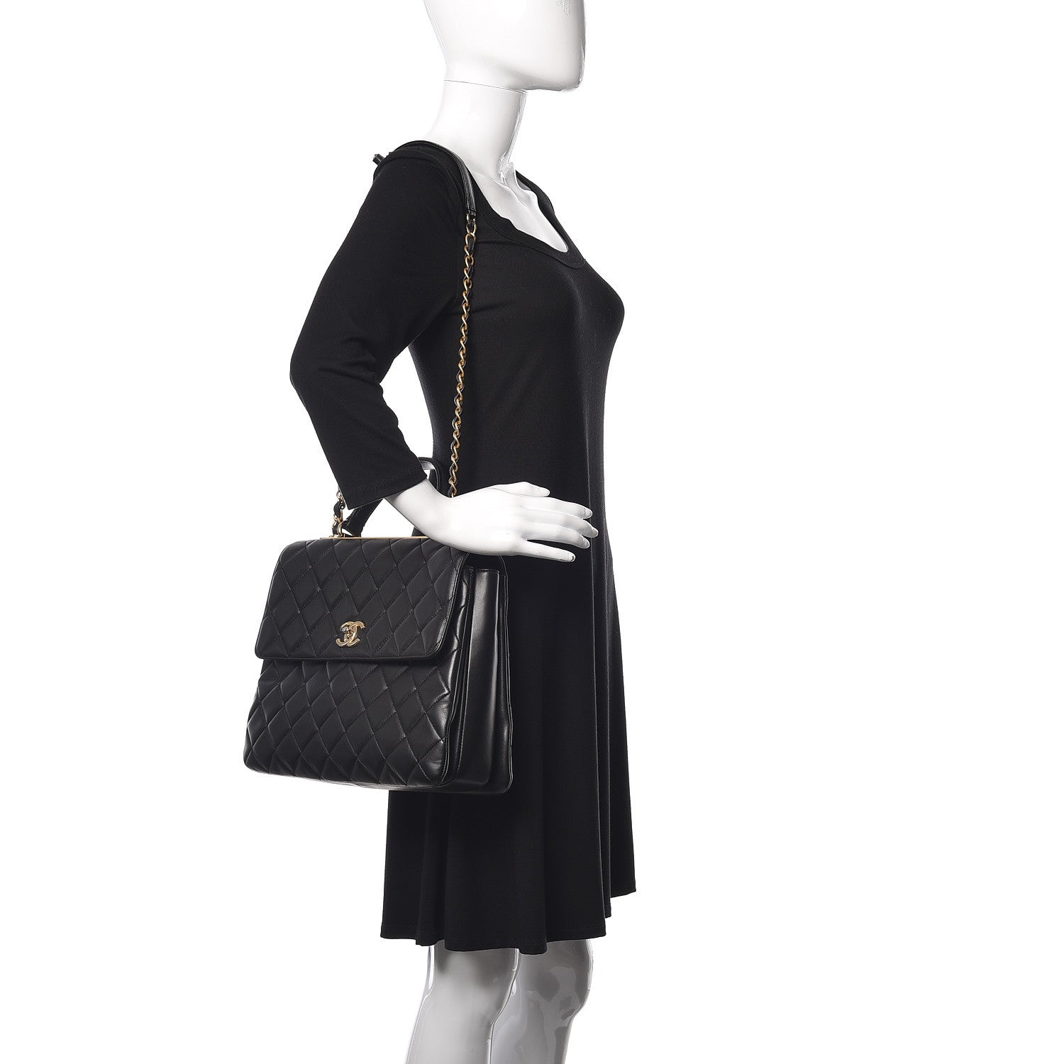 Chanel Lambskin Quilted Large Trendy CC Dual Handle Flap Bag Black 3 of 10