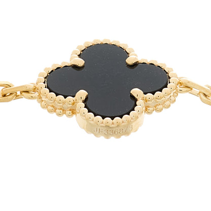 Van Cleef & Arpels 18K Yellow Gold Black Onyx 5 Motifs Vintage Alhambra Bracelet 4 of 5