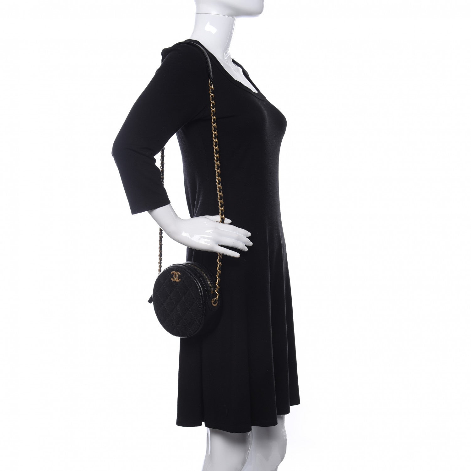 Chanel Caviar Quilted Small Round Evening Bag Black 2 of 9