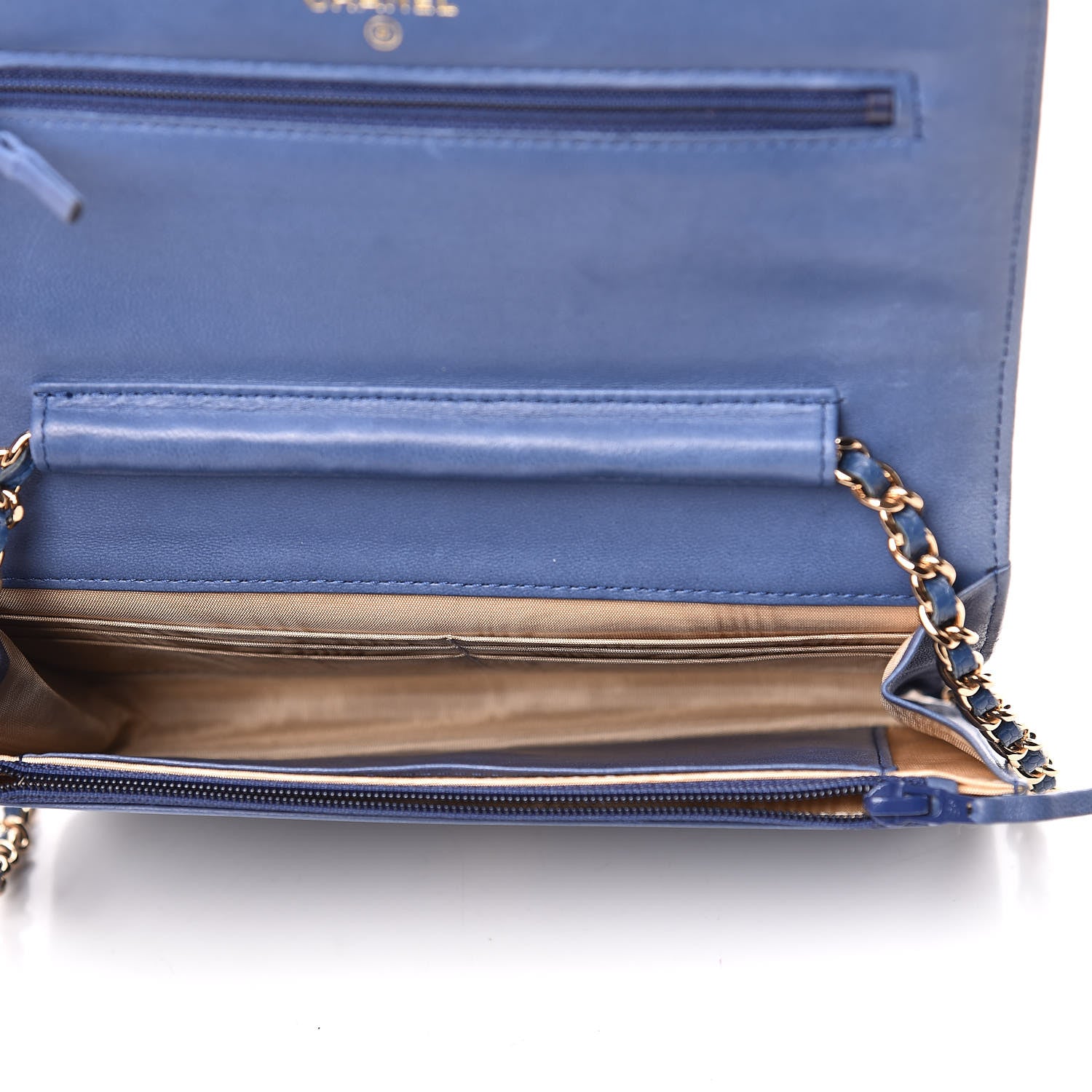 Chanel Caviar Timeless CC Wallet On Chain WOC Navy Blue 5 of 11